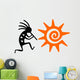 Black Kokopelli and Orange Sun Wall Decal