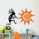 Black Kokopelli and Orange Sun Wall Decal