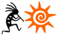 Black Kokopelli and Orange Sun Wall Decal