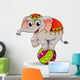 Funny cartoon circus elephant balancing on ball Wall Decal