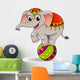 Funny cartoon circus elephant balancing on ball Wall Decal