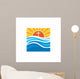 Logo church. Christian symbols. Waves, cross, sun, streams of water alive. Wall Mural