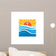 Logo church. Christian symbols. Waves, cross, sun, streams of water alive. Wall Mural