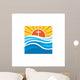 Logo church. Christian symbols. Waves, cross, sun, streams of water alive. Wall Mural