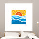 Logo church. Christian symbols. Waves, cross, sun, streams of water alive. Wall Mural