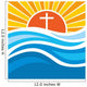 Logo church. Christian symbols. Waves, cross, sun, streams of water alive. Wall Mural
