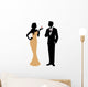 Silhouette of man and woman standing in full length holding a co Wall Decal