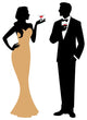 Silhouette of man and woman standing in full length holding a co Wall Decal