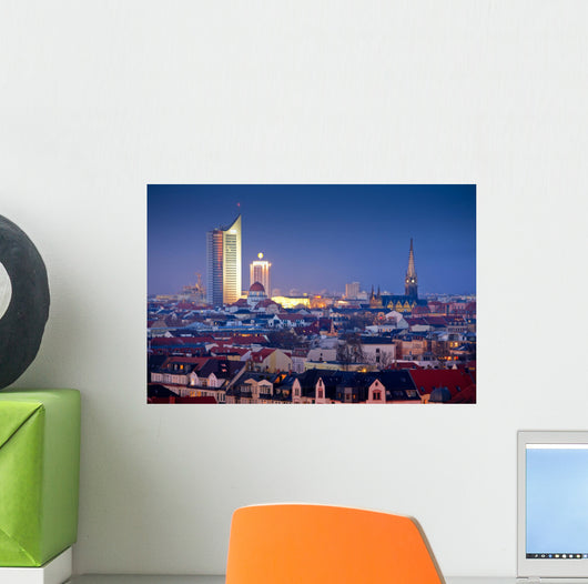 leipzig skyline at night Wall Mural