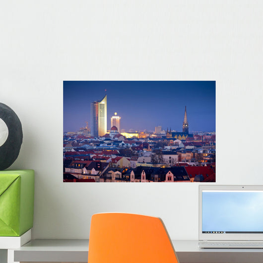 leipzig skyline at night Wall Mural