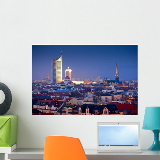 leipzig skyline at night Wall Mural