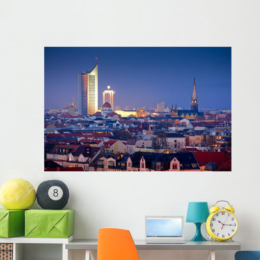 leipzig skyline at night Wall Mural