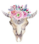 Watercolor Floral Cow Skull Wall Decal