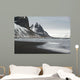 Stokksnes Peninsula landscape, Vestrahorn mountains and black sand ocean coast line, Iceland Wall Mural
