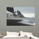Stokksnes Peninsula landscape, Vestrahorn mountains and black sand ocean coast line, Iceland Wall Mural
