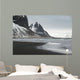 Stokksnes Peninsula landscape, Vestrahorn mountains and black sand ocean coast line, Iceland Wall Mural