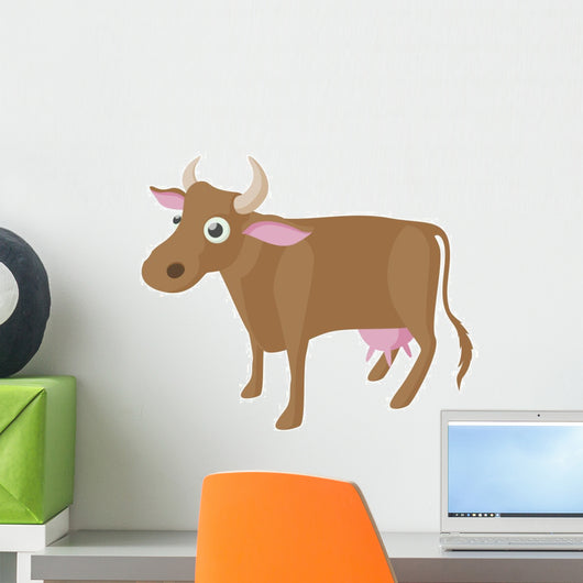Brown cow icon, cartoon style  Wall Decal