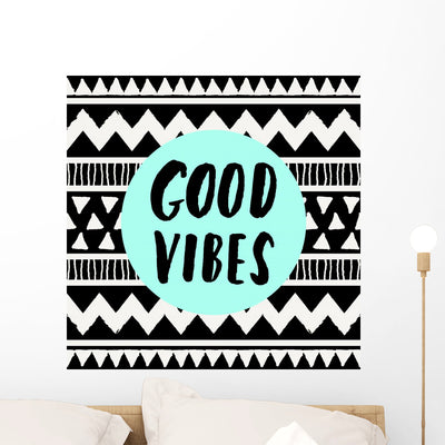 Good Vibes Wall Mural shown on a wall