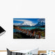 Red Footbridge over Lake Wall Decal