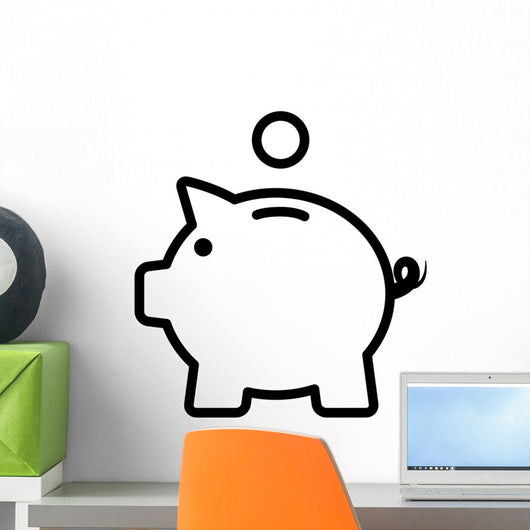 Piggy bank / piggybank with coin line art icon for apps and websites Wall Decal