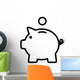 Piggy bank / piggybank with coin line art icon for apps and websites Wall Decal