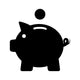 Piggy bank / piggybank with coin flat icon for apps and websites Wall Decal
