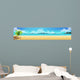 Sea panorama. Tropical beach. Vector background Wall Mural