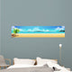 Sea panorama. Tropical beach. Vector background Wall Mural