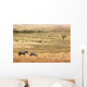 Wild zebras on pasture of Serengeti National park Wall Mural