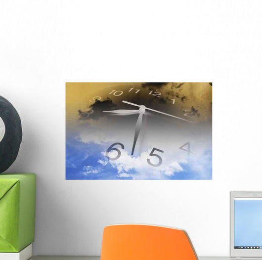 Clock and Clouds Wall Decal