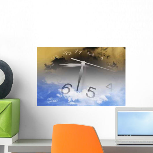 Clock and Clouds Wall Decal