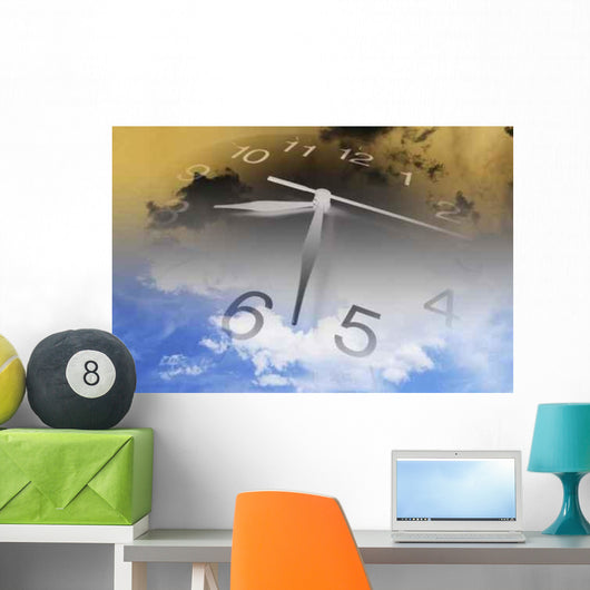 Clock and Clouds Wall Decal