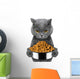 cat is hungry and keeps the food Wall Decal