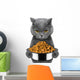 cat is hungry and keeps the food Wall Decal