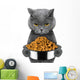 cat is hungry and keeps the food Wall Decal