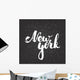 Hand drawn chalk typography lettering phrase New York isolated on the black chalkboard background.  Wall Mural
