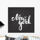 Hand drawn chalk typography lettering phrase New York isolated on the black chalkboard background.  Wall Mural