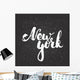 Hand drawn chalk typography lettering phrase New York isolated on the black chalkboard background.  Wall Mural