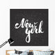 Hand drawn chalk typography lettering phrase New York isolated on the black chalkboard background.  Wall Mural