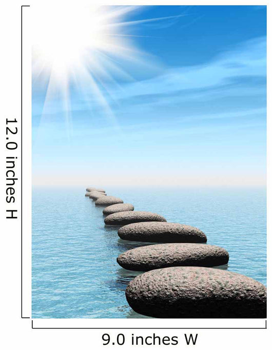 A row of stones in water with sun beam Wall Mural