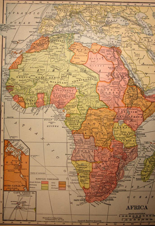 Map Antique Vintage Africa Wall Decal