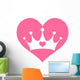 Pink Princess Crown Heart Wall Decal