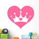Pink Princess Crown Heart Wall Decal