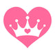 Pink Princess Crown Heart Wall Decal