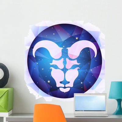 Zodiac Sign Aries Wall Decal shown on a wall