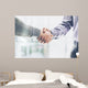 Business partnership meeting concept. Image businessmans handshake. Successful businessmen handshaking after good deal. Horizontal, blurred background Wall Mural