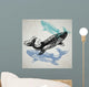 Vector Whale animals in abstract composition. Wall Mural