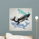 Vector Whale animals in abstract composition. Wall Mural