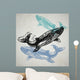 Vector Whale animals in abstract composition. Wall Mural