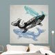 Vector Whale animals in abstract composition. Wall Mural